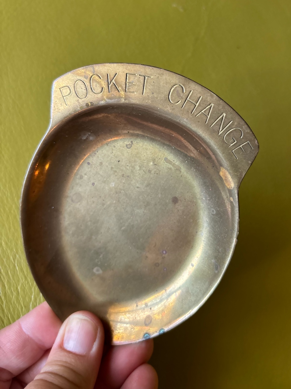Vintage Brass Pocket Change Coin Dish Valet Tray Made in Taiwan